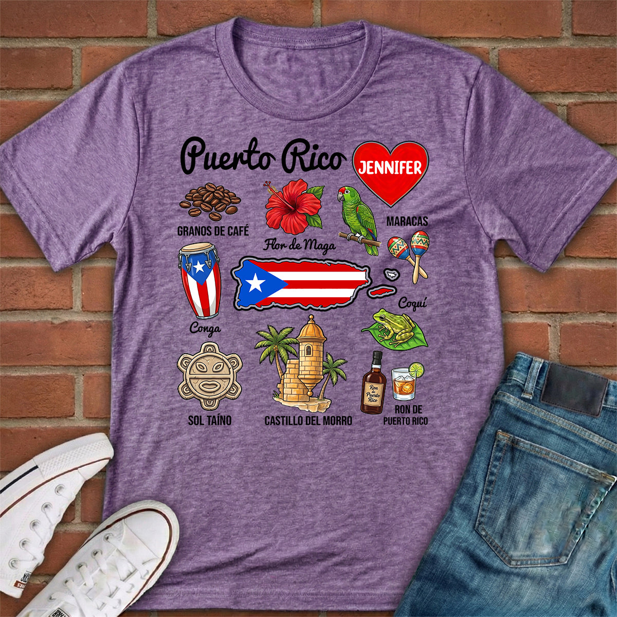 Custom Puerto Rico Boricua T-shirt With Symbols