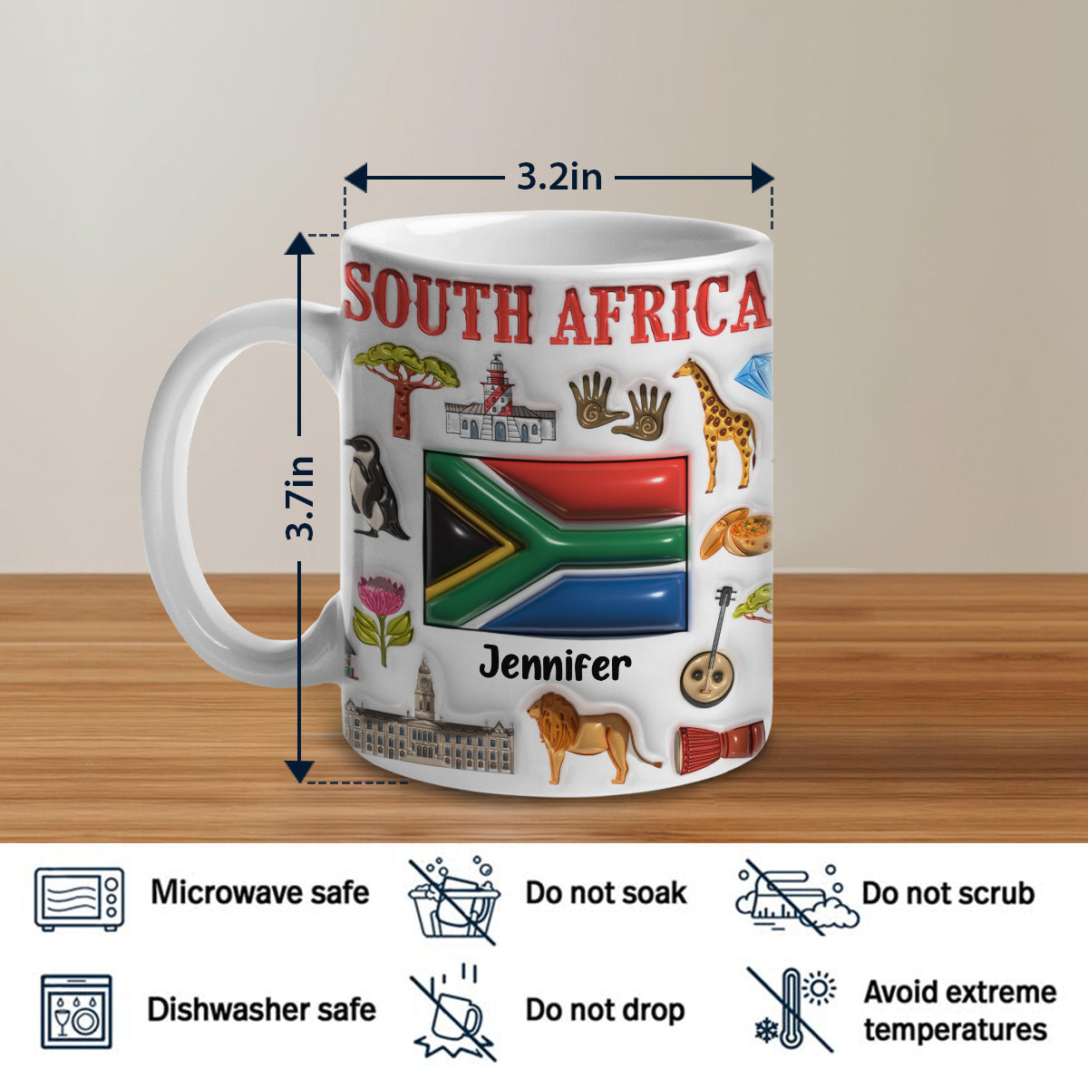 Custom South Africa Coffee Mug Cup With Your Name v3