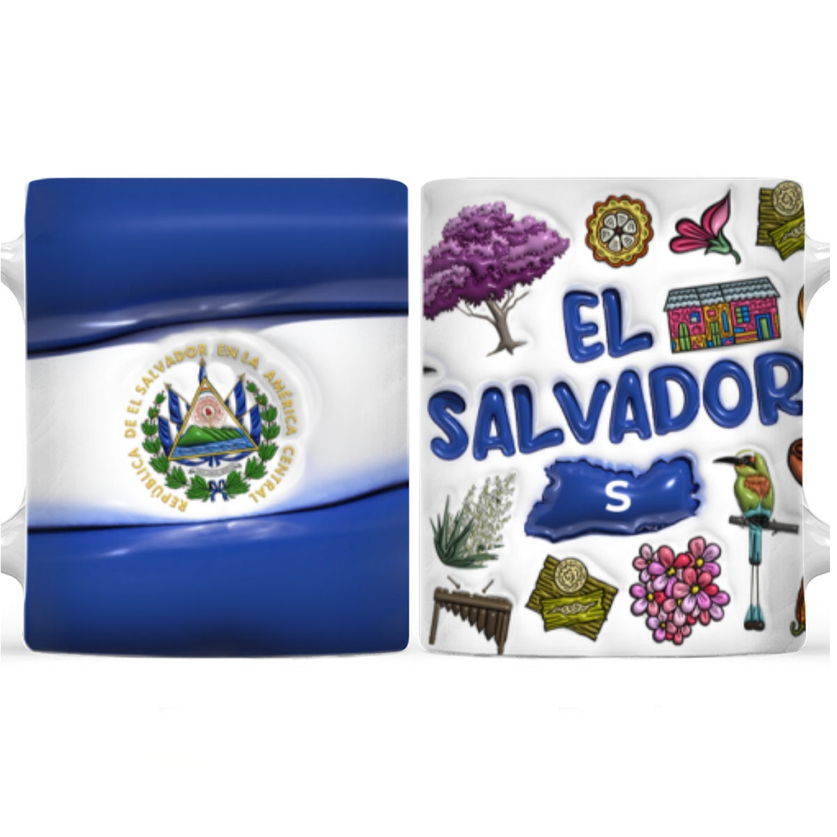 Custom El Salvador Mug Cup With Flag And Symbols, Name