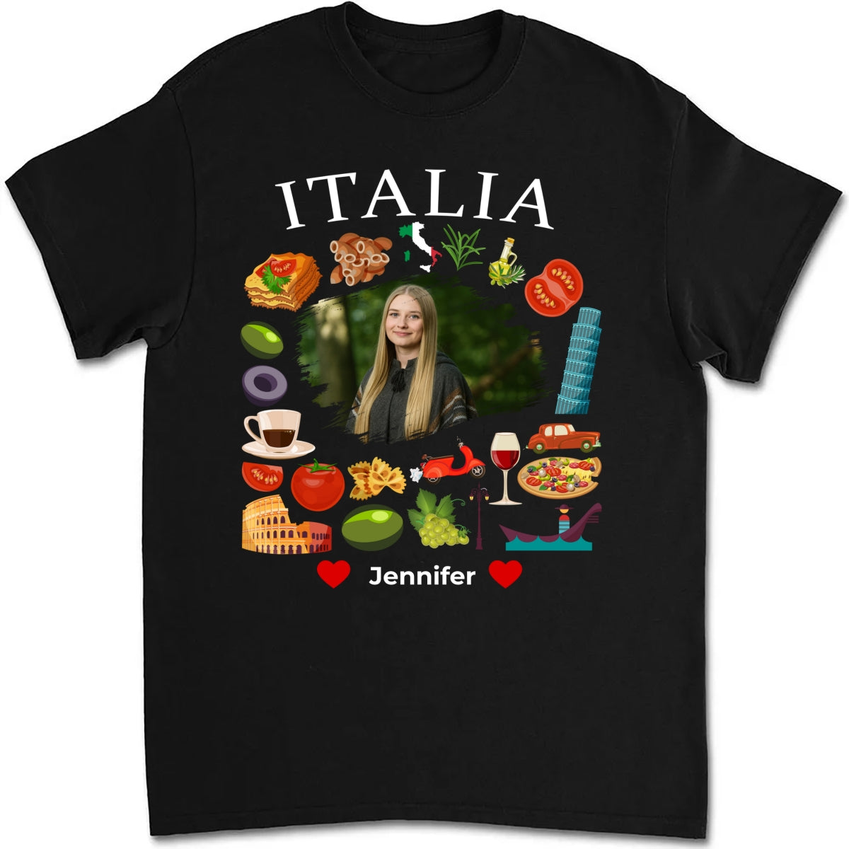 Personalized Italia Italy T-shirt Symbols With Photo