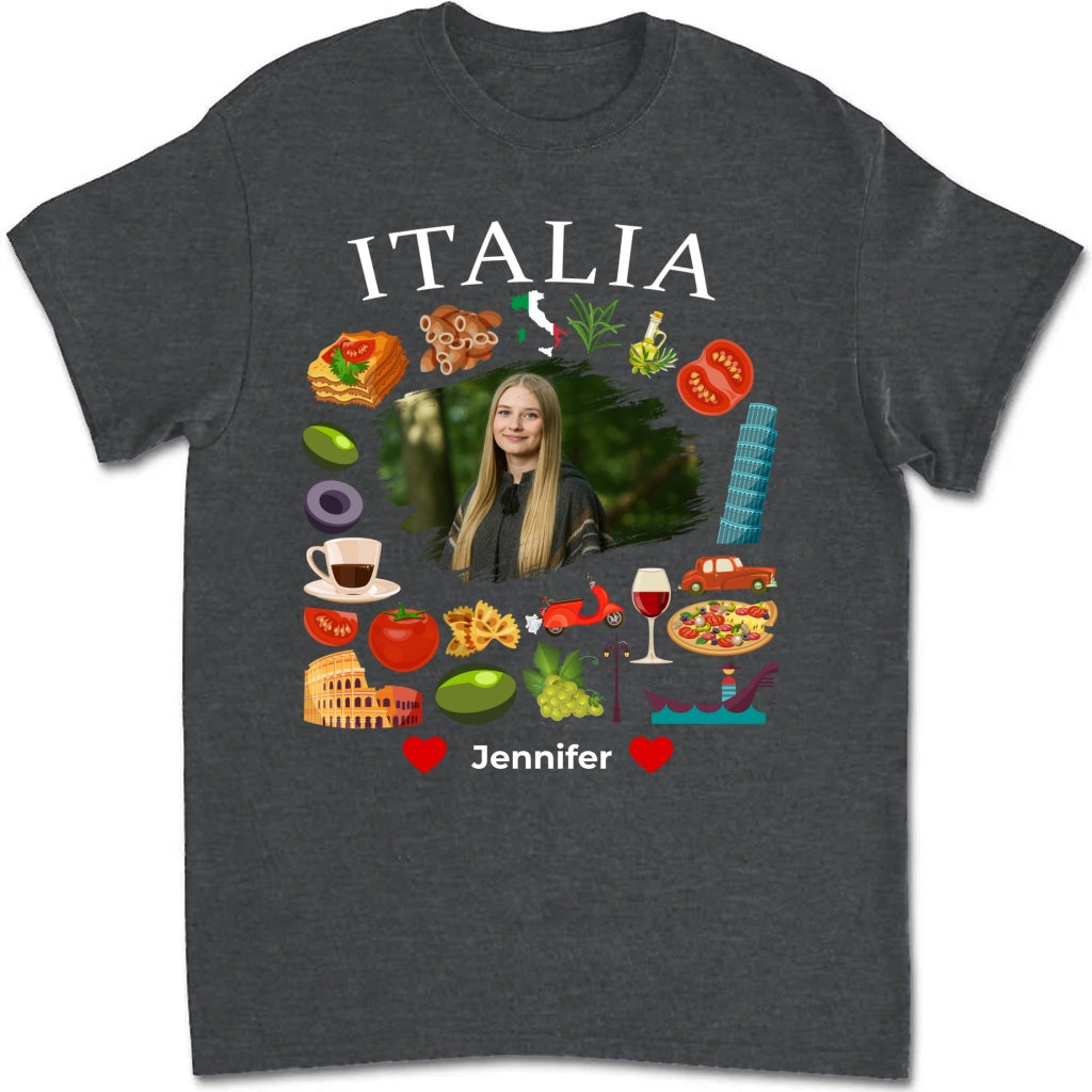 Personalized Italia Italy T-shirt Symbols With Photo