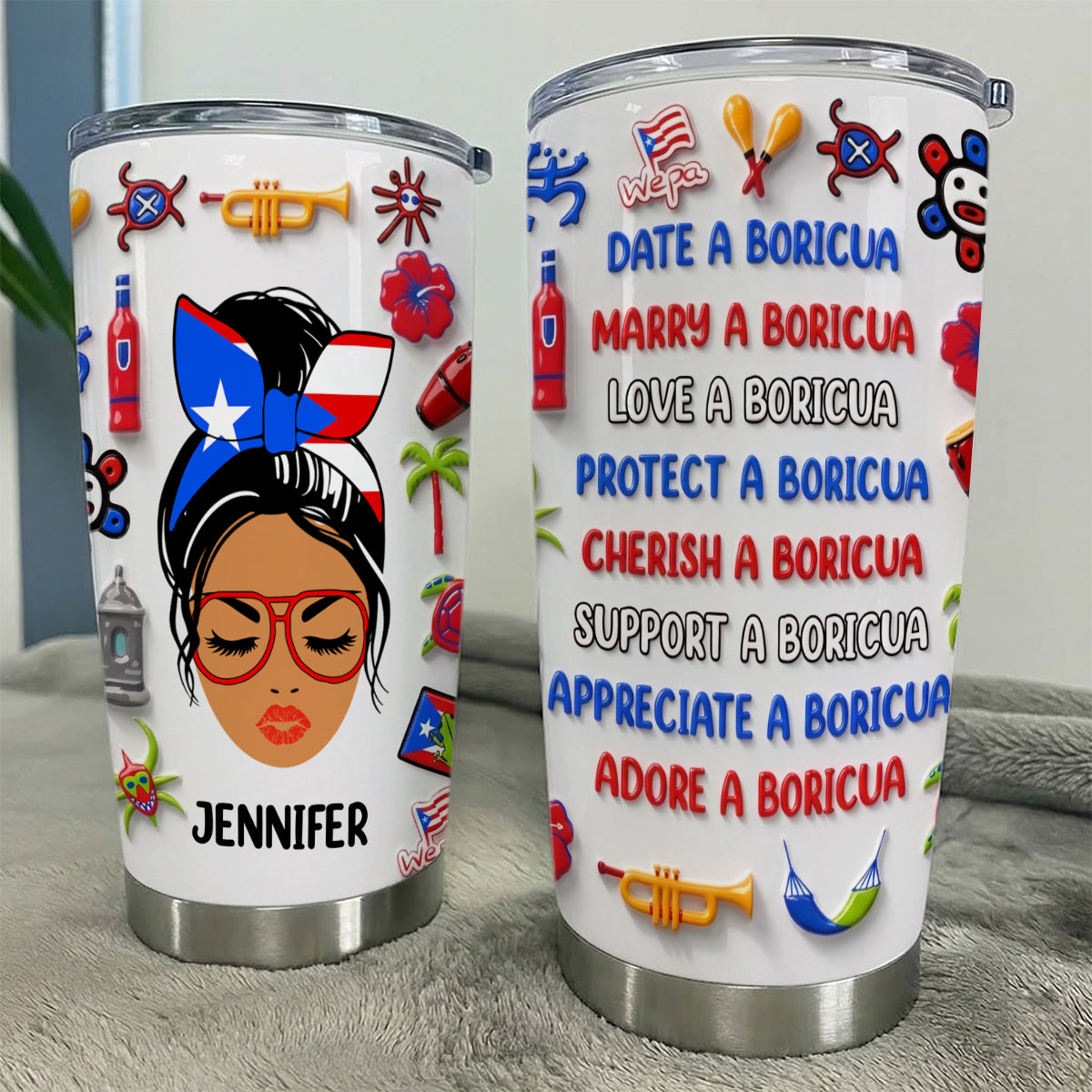 Custom Boricua Tumbler With Funny Quotes