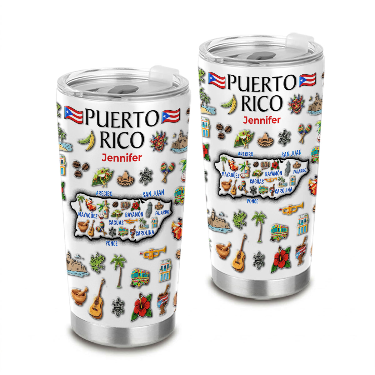 Custom Puerto Rico Map Tumbler With Your Name