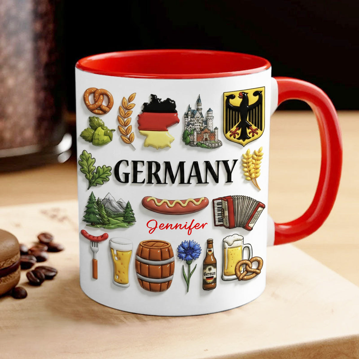 Custom Germany Accent Mug With Many Germany Symbols