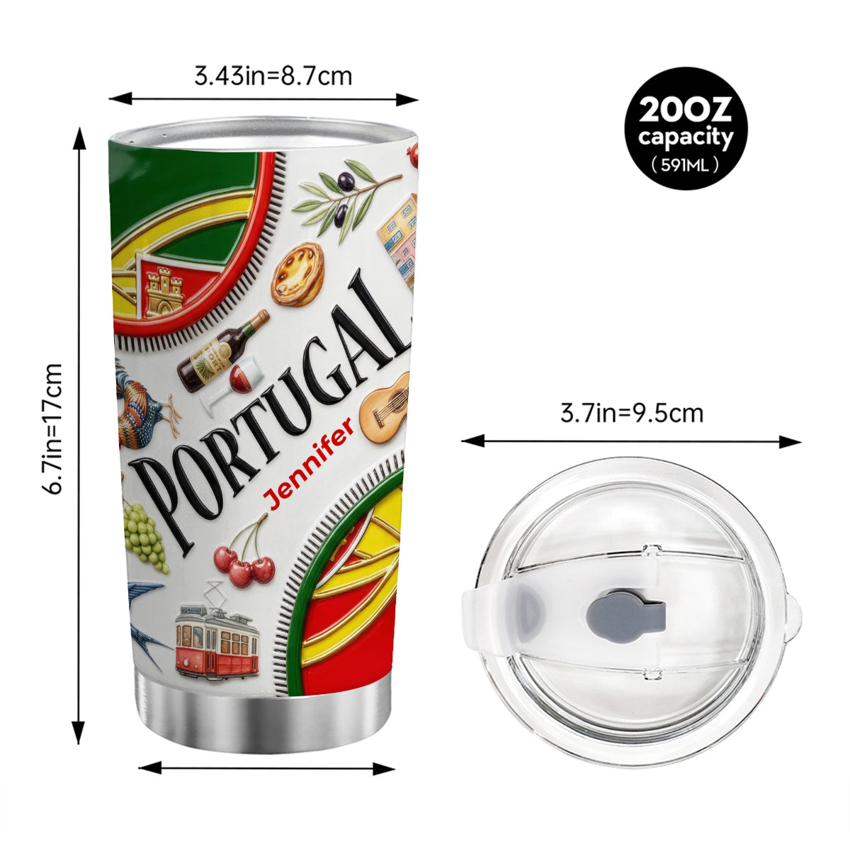 Custom Portugal Symbols Tumbler And Name