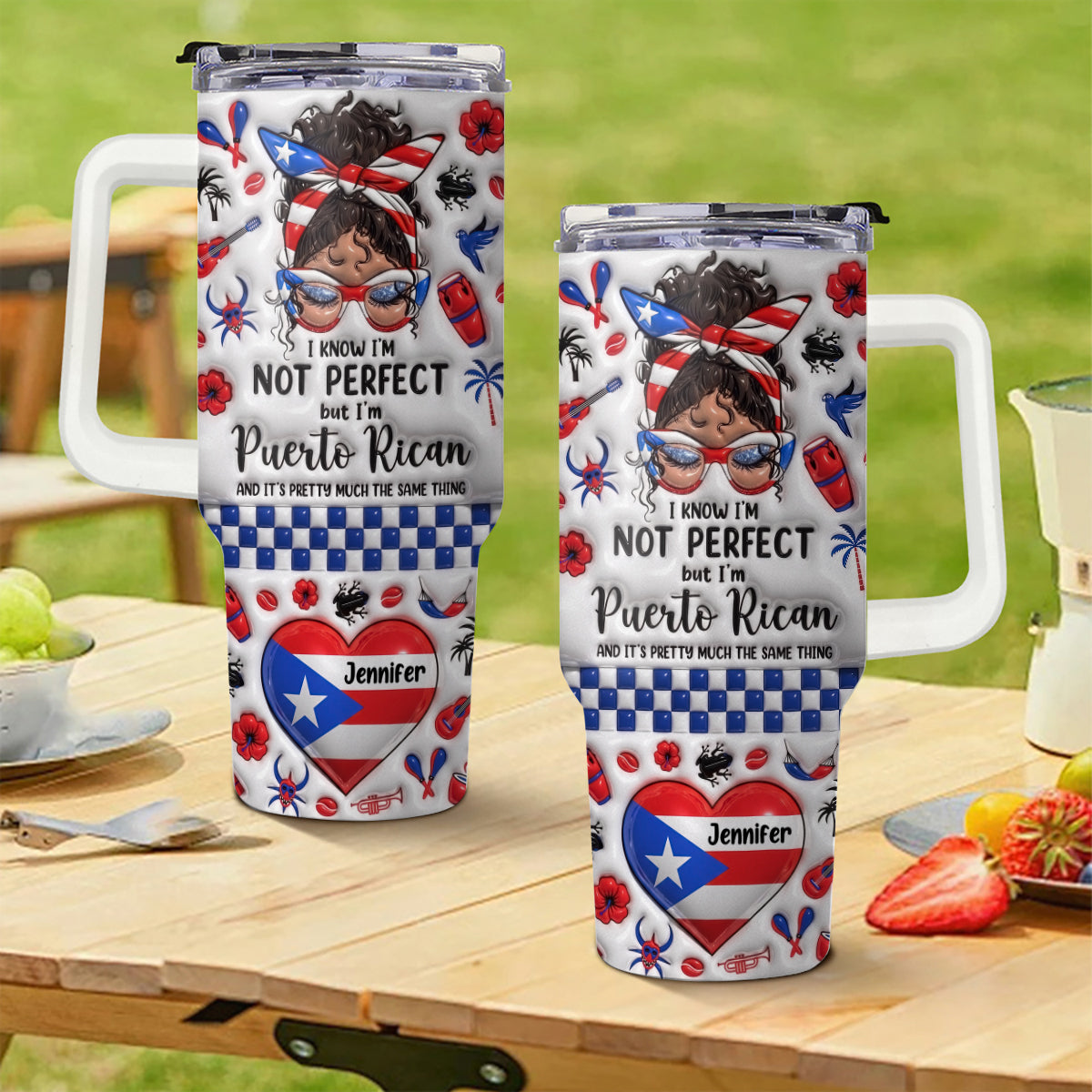 Custom I'm Not Perfect I'm Puerto Rican 40oz Tumbler With Name