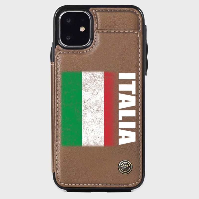Personalized Italy Italia Flag Wallet Phone Case And Name
