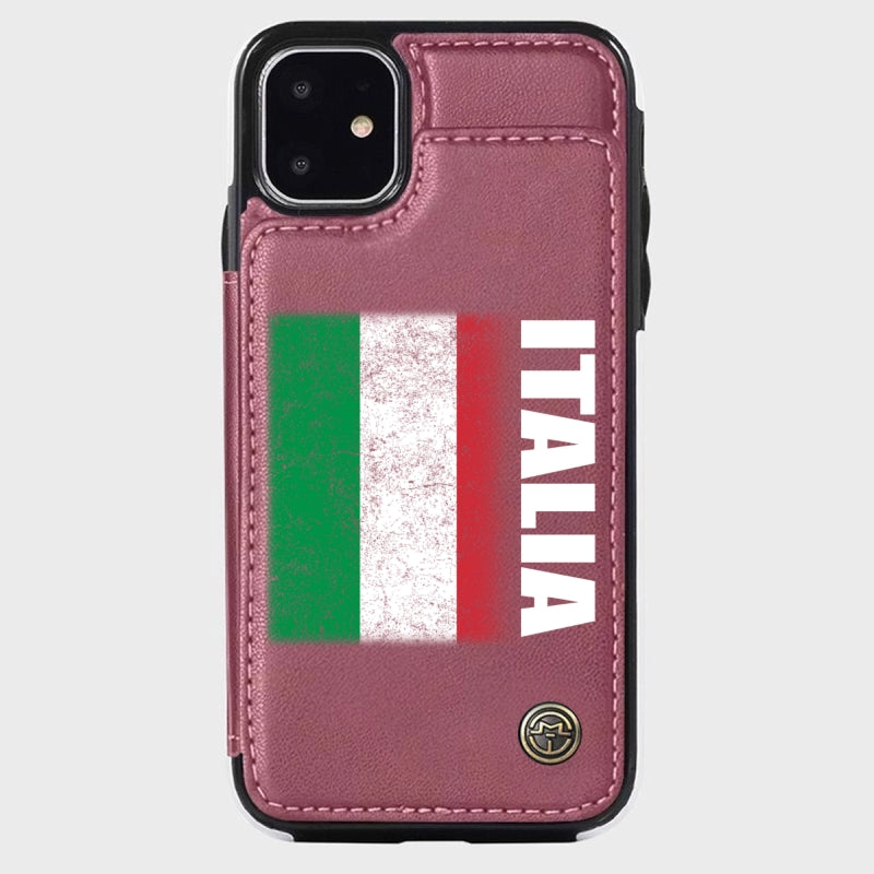 Personalized Italy Italia Flag Wallet Phone Case And Name