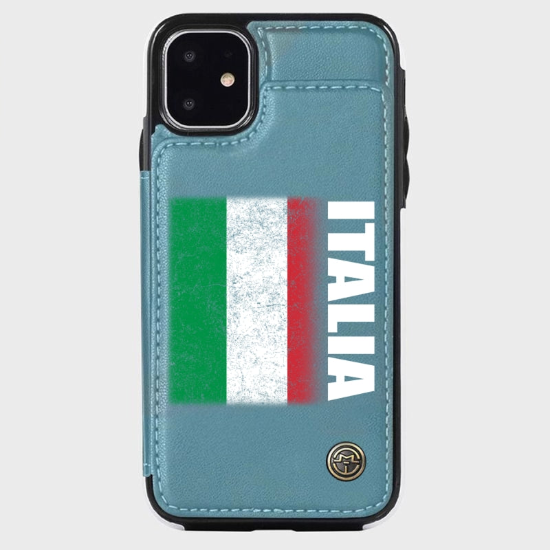 Personalized Italy Italia Flag Wallet Phone Case And Name