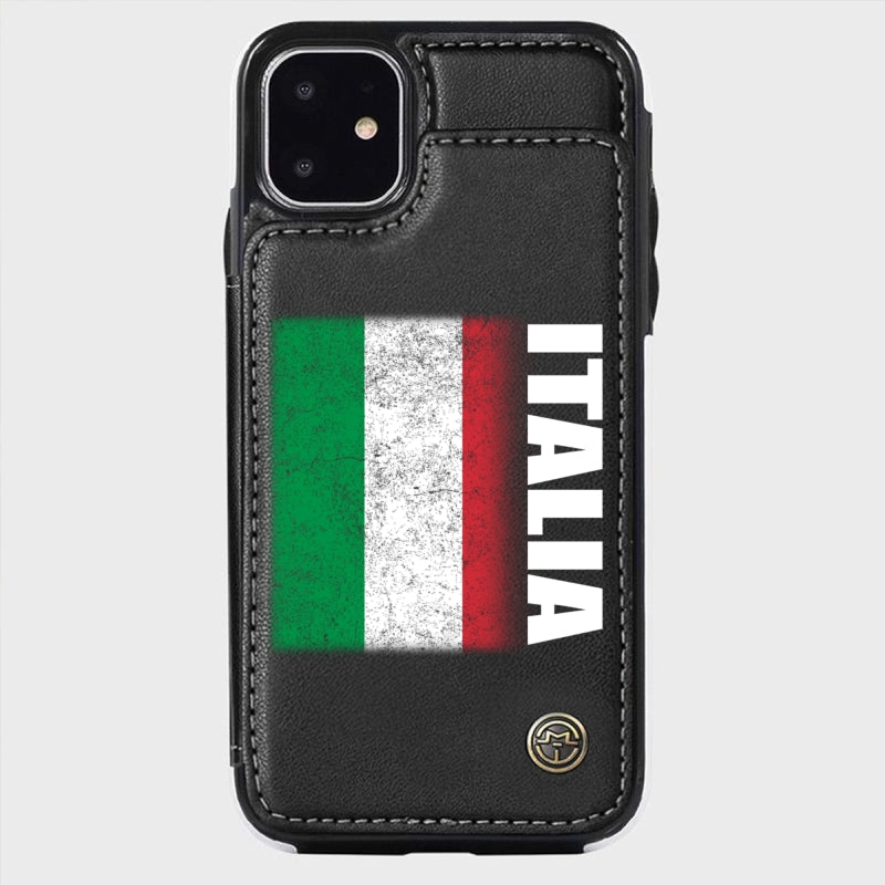 Personalized Italy Italia Flag Wallet Phone Case And Name