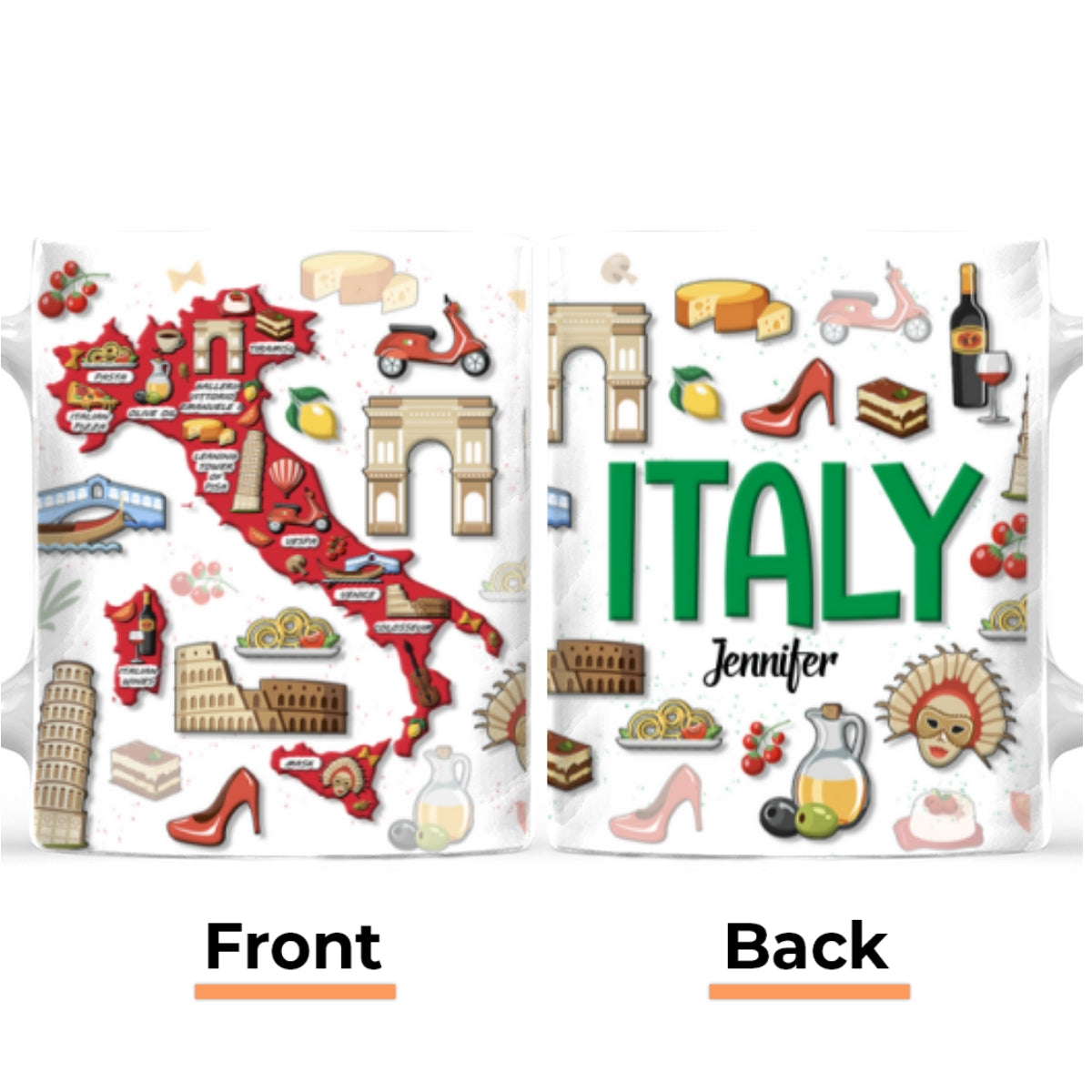 Custom Italy Map Symbols Mug And Your Name