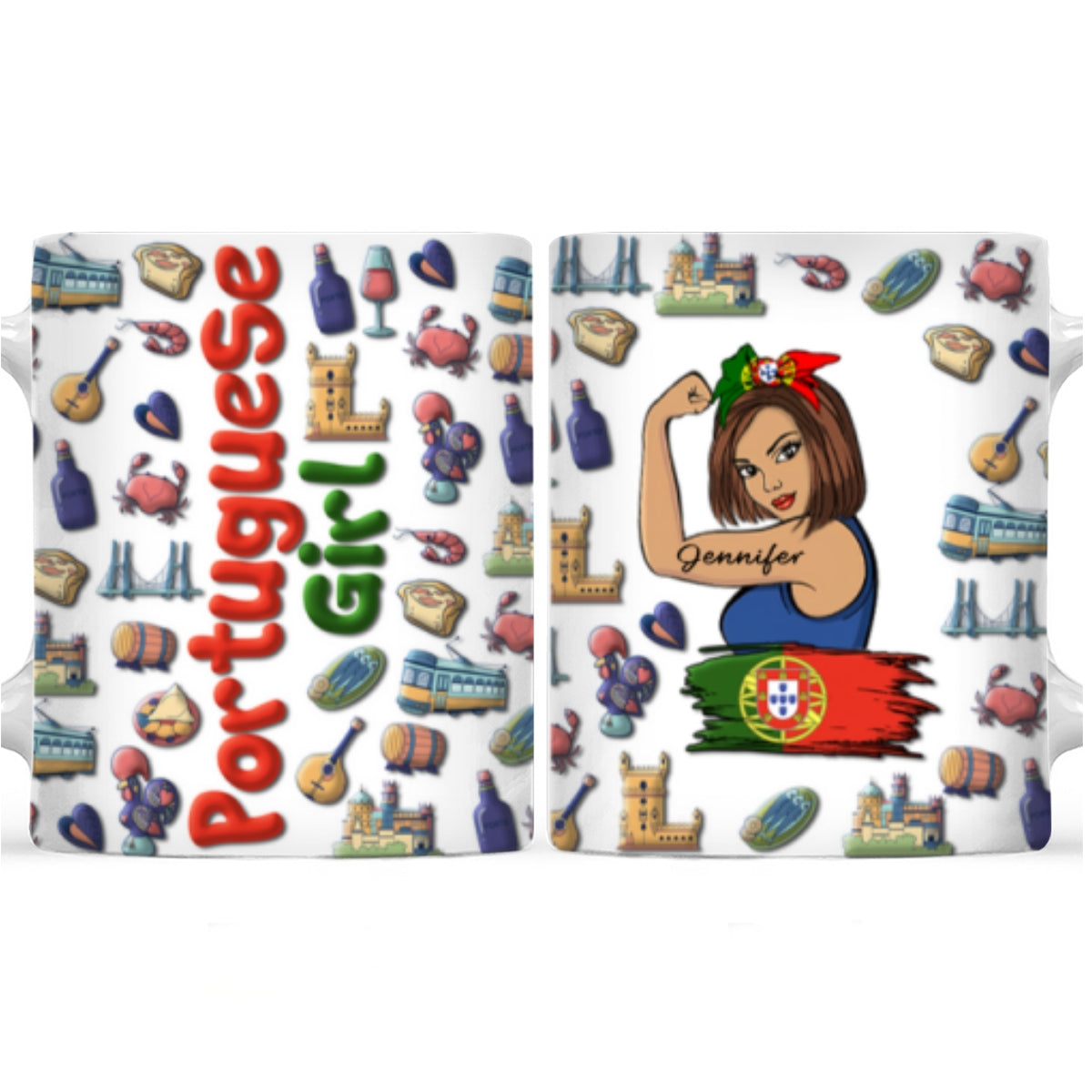 Custom Proud Portuguese Girl Mug And Your Name