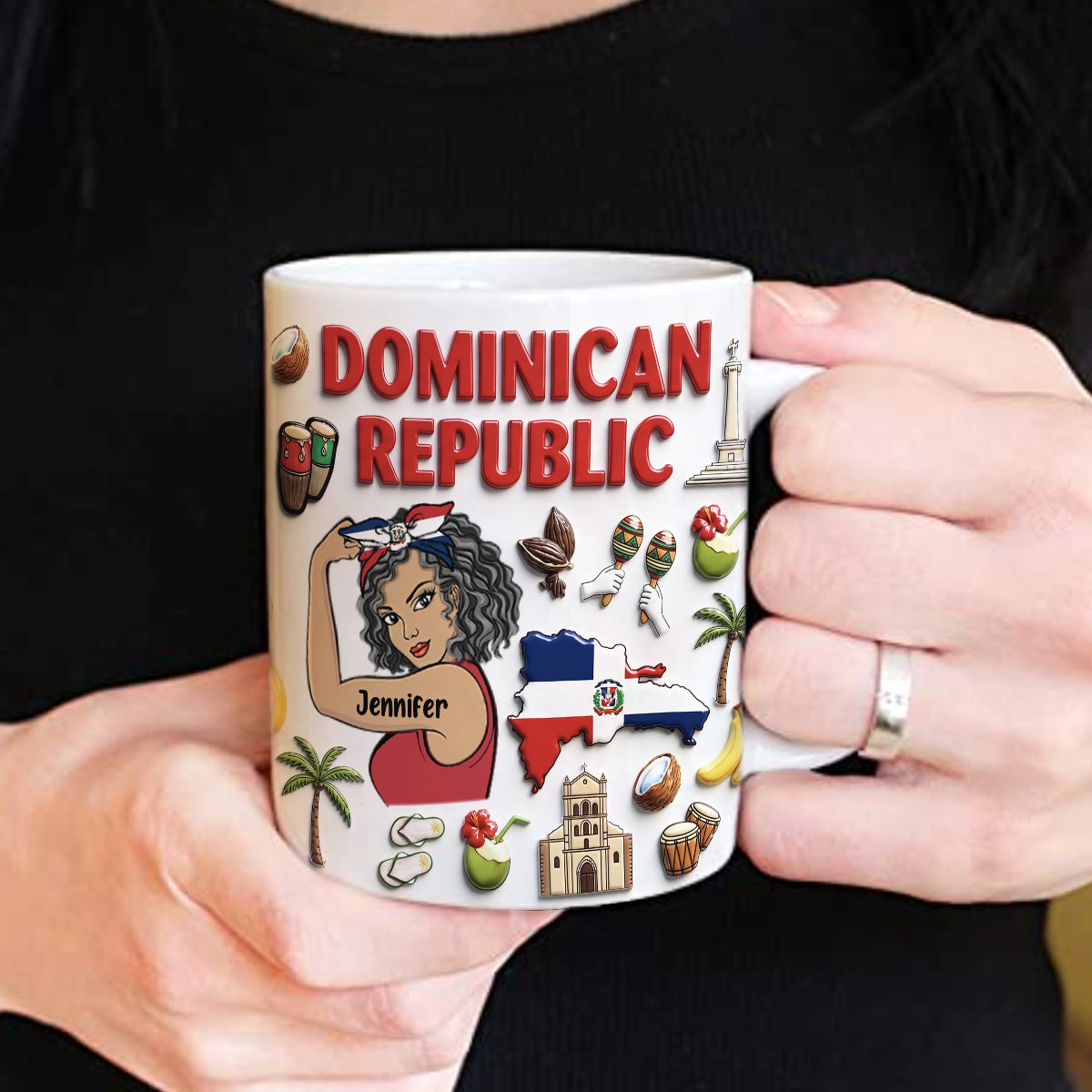 Custom Dominican Republic Mug With Clipart And Map