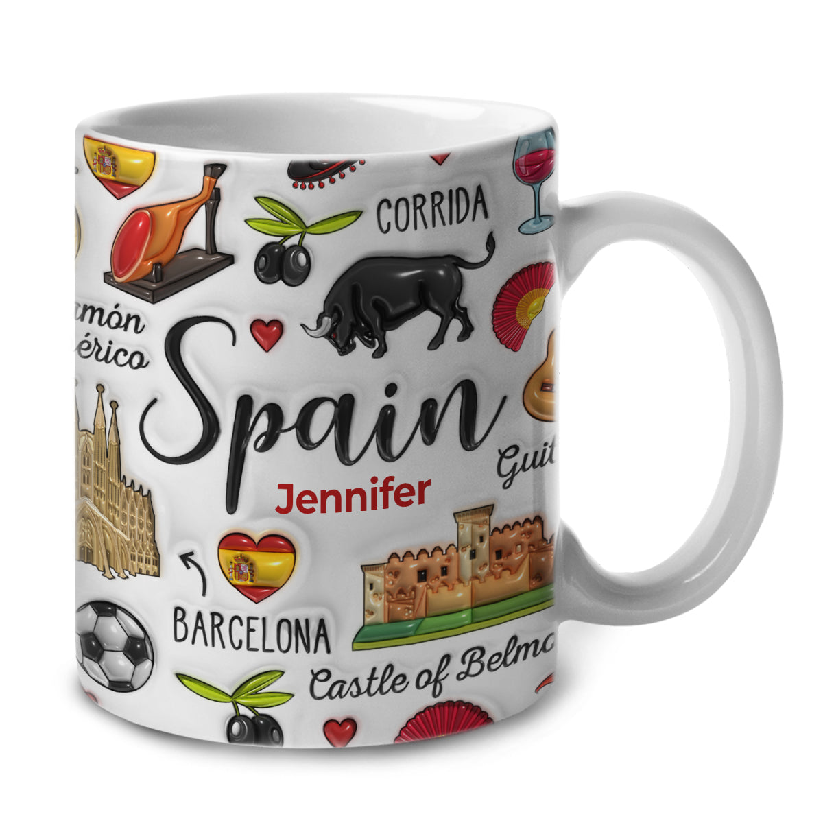 Custom Spain Spanish Coffee Mug Cup With Symbols