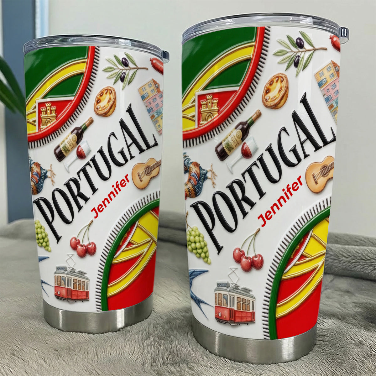 Custom Portugal Symbols Tumbler And Name