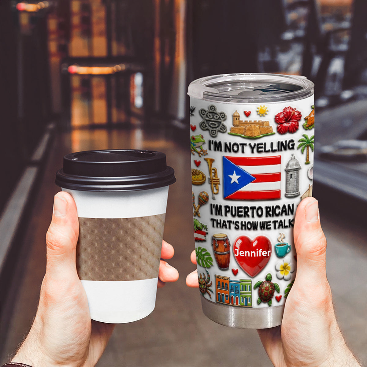 I'm Not Yelling Puerto Rican Tumbler 20oz With Lid