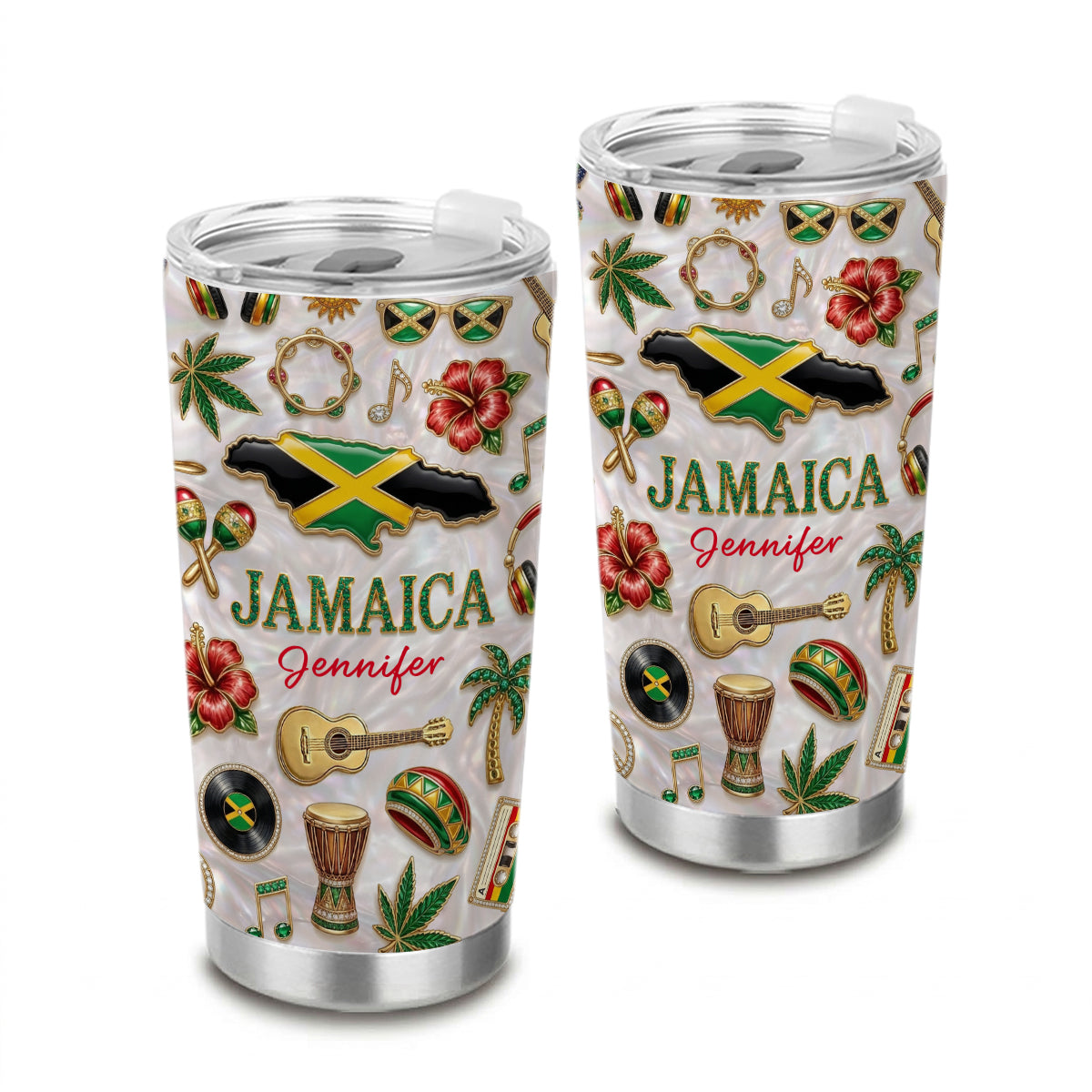 Custom Jamaica Tumbler With Jamaica Glitter Effect