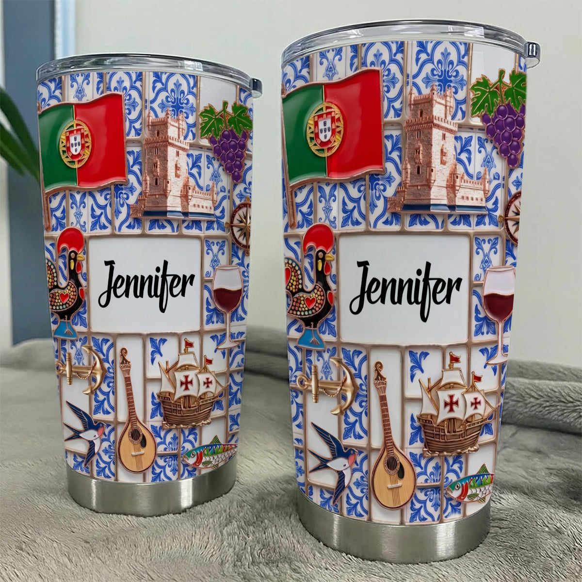 Custom Portugal Tumbler With Beautiful Symbols v2