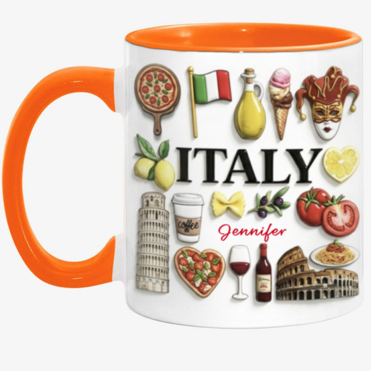 Custom Italy Accent Mug With Many Italy Symbols