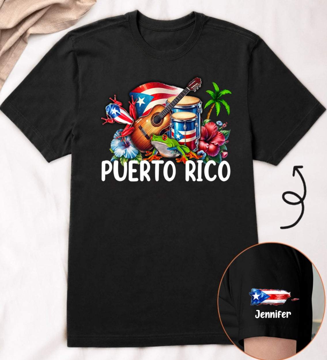 Custom Puerto Rico Puerto Rican Symbols T-shirt And Name