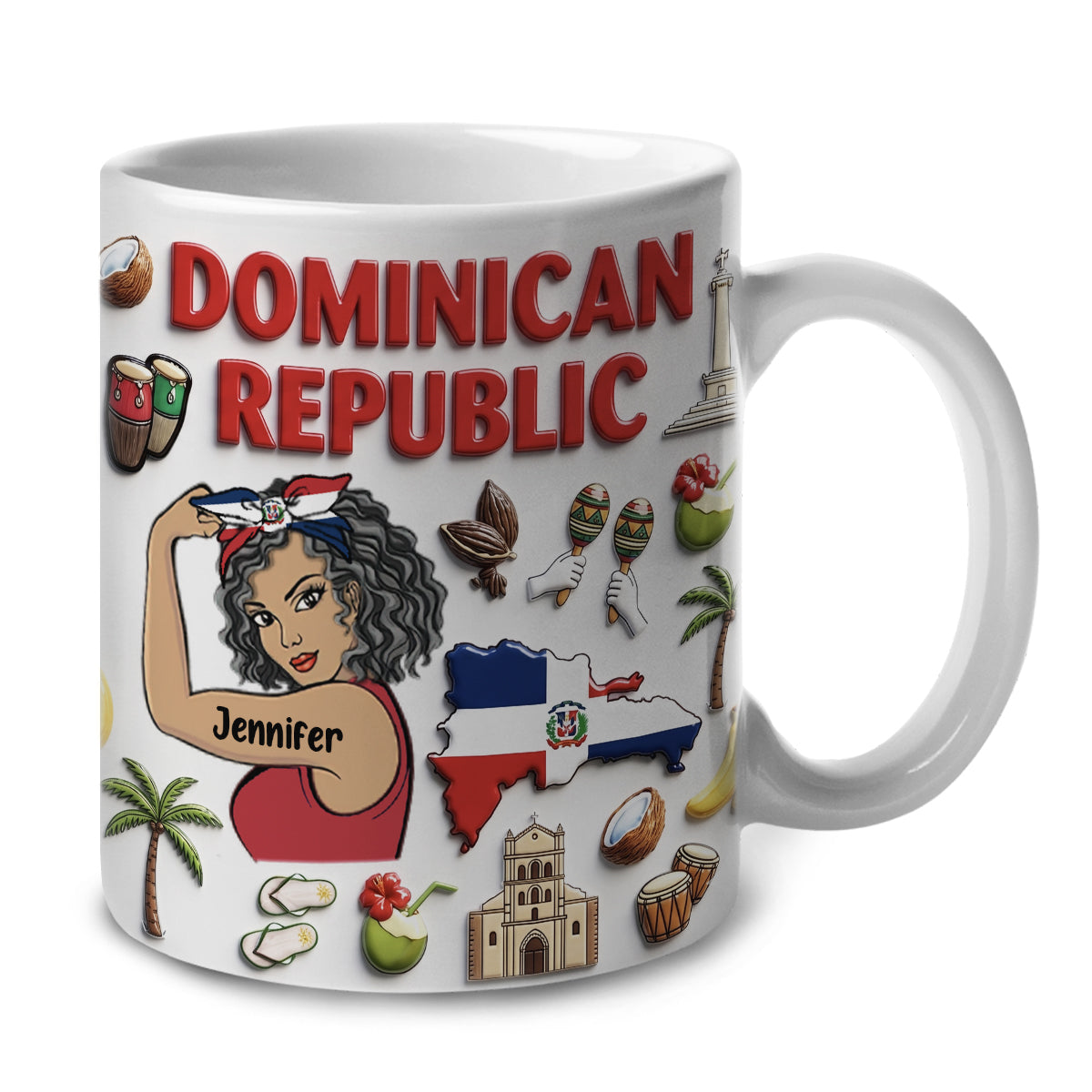 Custom Dominican Republic Mug With Clipart And Map