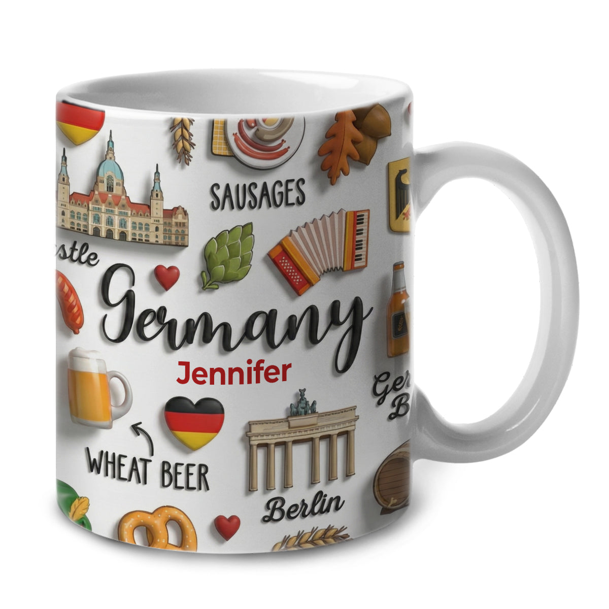 Germany Coffee Mug Cup With Custom Your Name Emboss Effect