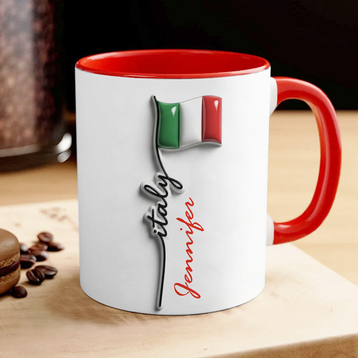 Custom Italy Flag Accent Mug With Your Name