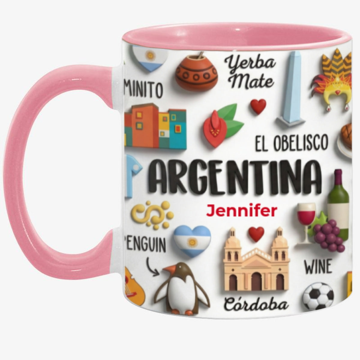 Argentina Coffee Mug Cup With Custom Your Name Emboss Effect