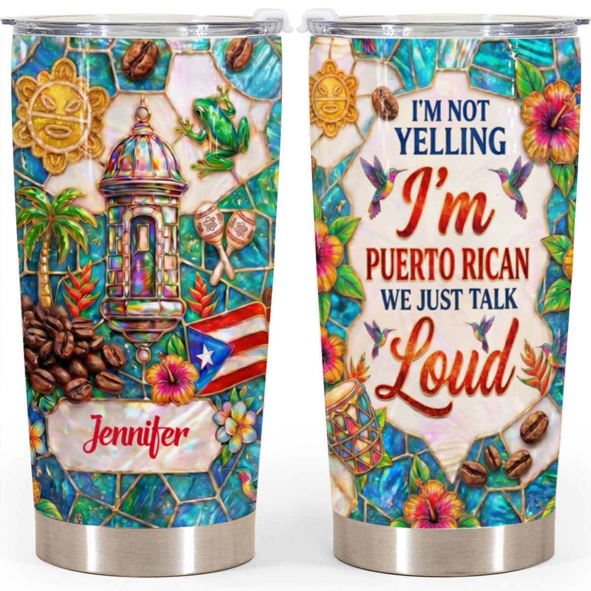 Custom I'm Puerto Rican Tumbler With 3D Print