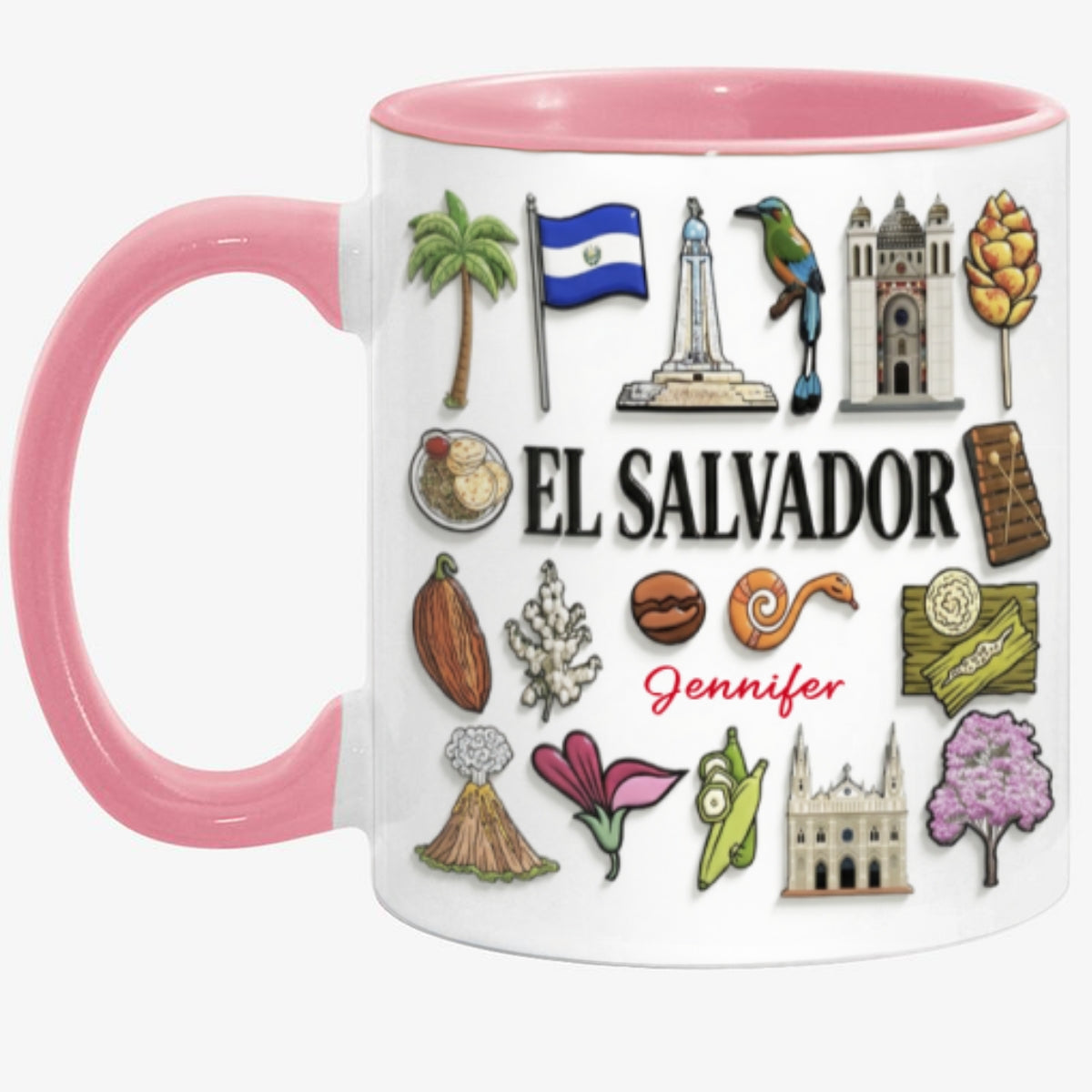 Custom El Salvador Accent Mug With Many El Salvador Symbols