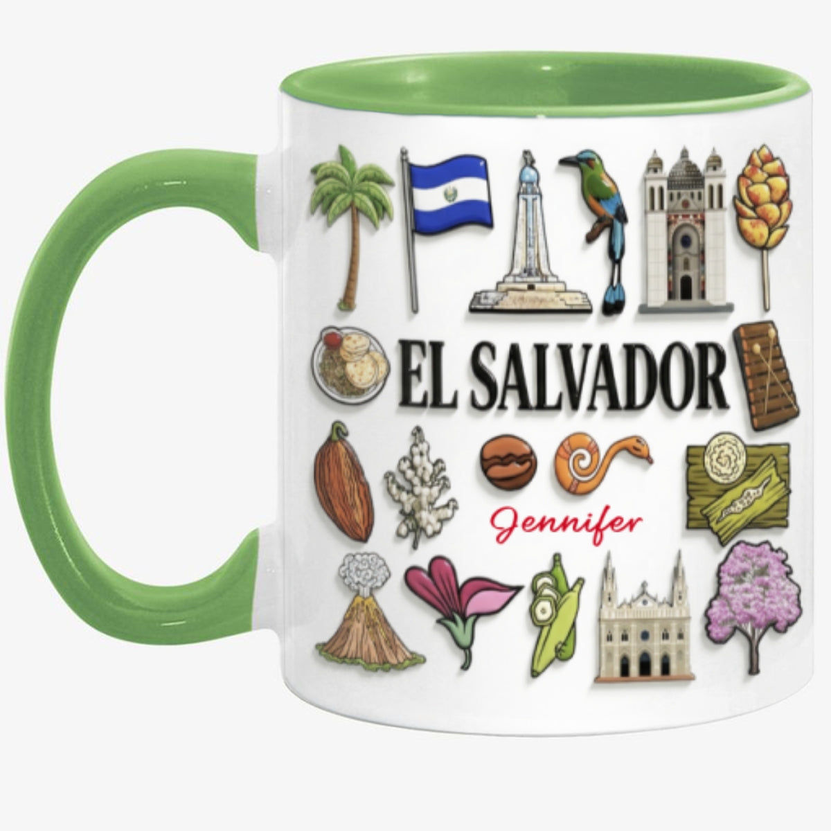 Custom El Salvador Accent Mug With Many El Salvador Symbols