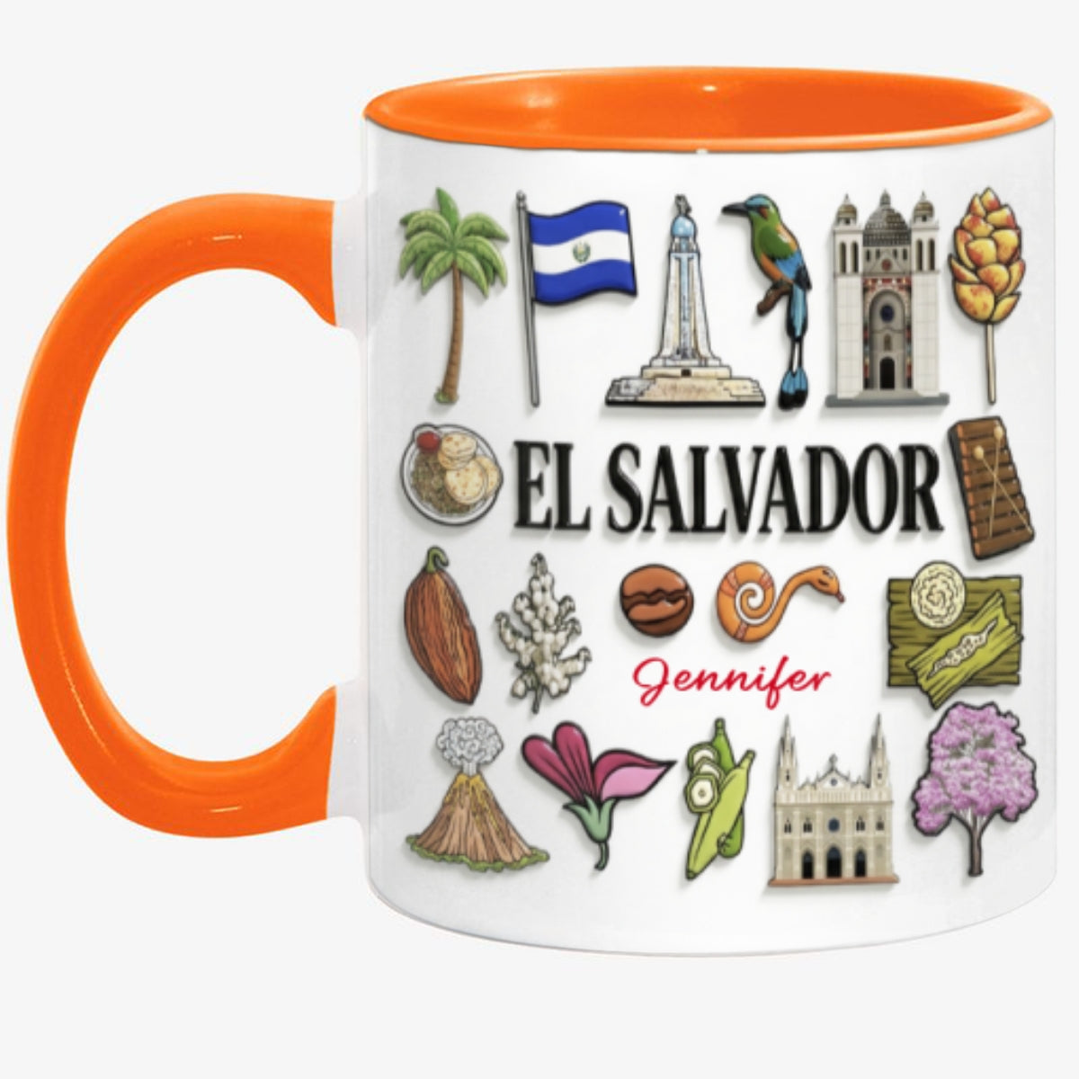 Custom El Salvador Accent Mug With Many El Salvador Symbols