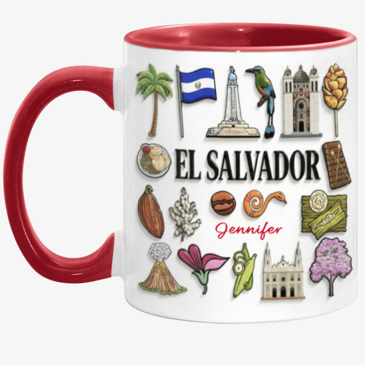 Custom El Salvador Accent Mug With Many El Salvador Symbols