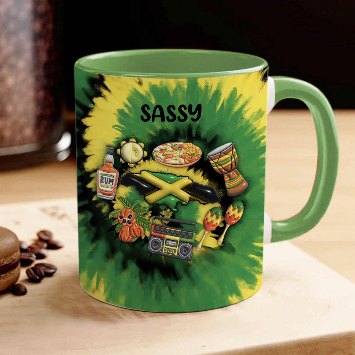 Customized Jamaica Coffee Mug Cup With Tie Dye Effect