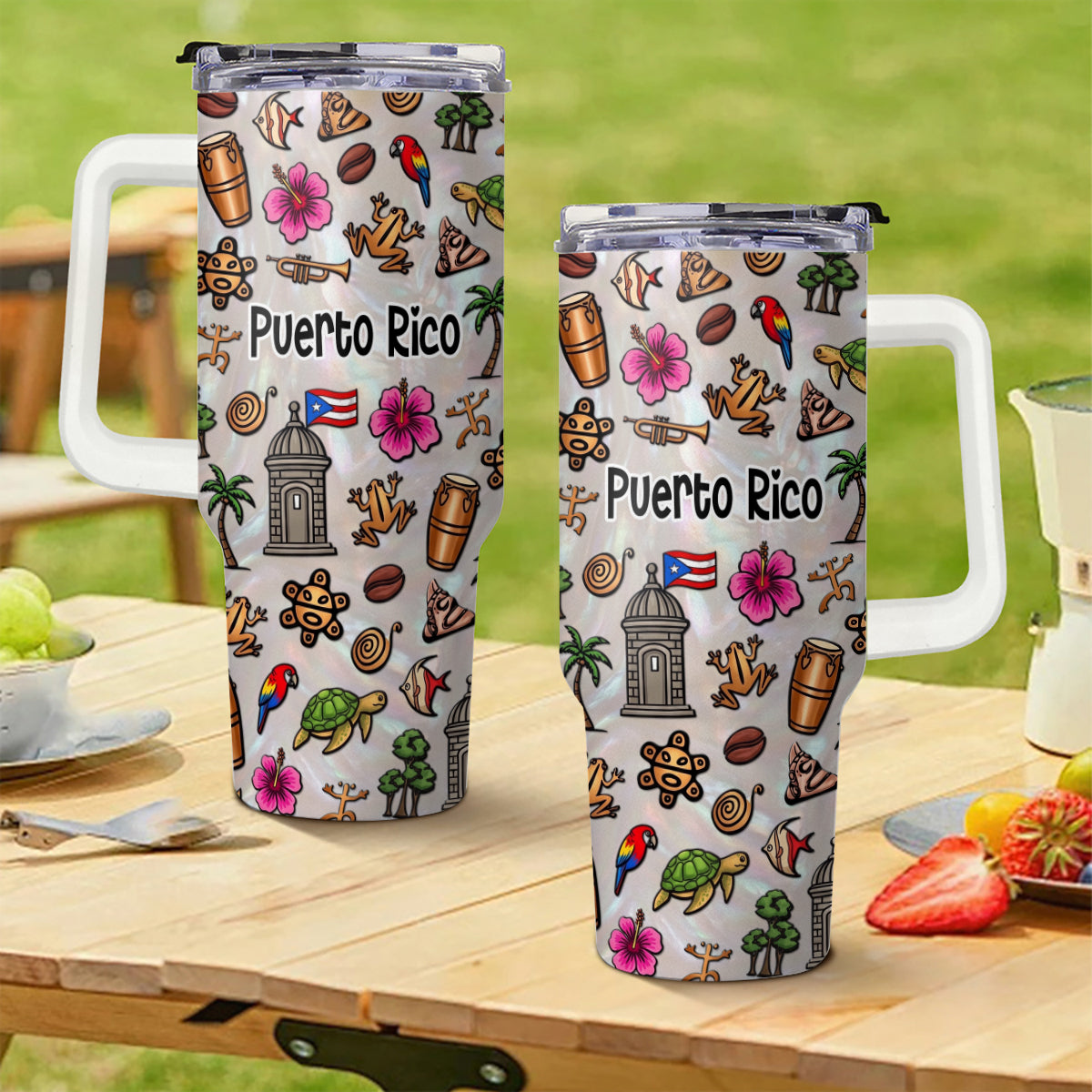Custom Beautiful Puerto Rico Symbols 40oz Tumbler