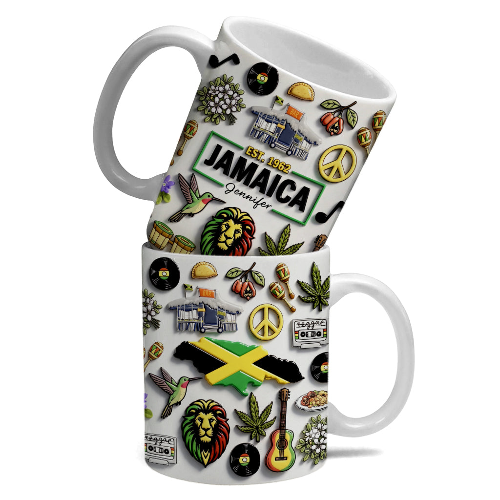 Custom Jamaica Symbols 11oz Mug With 3D Symbols Print