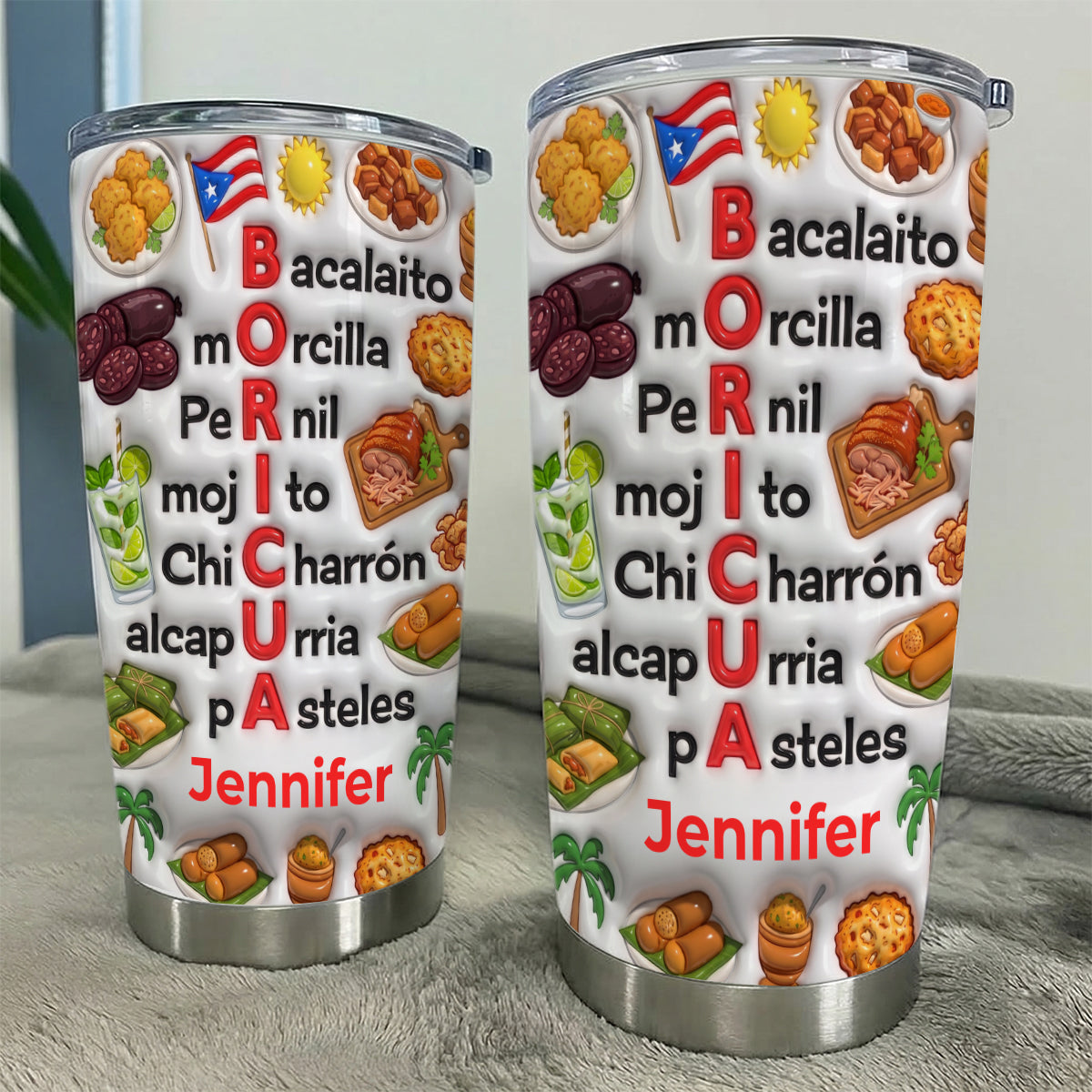 Custom Puerto Rico Boricua Tumbler With Symbols Effect
