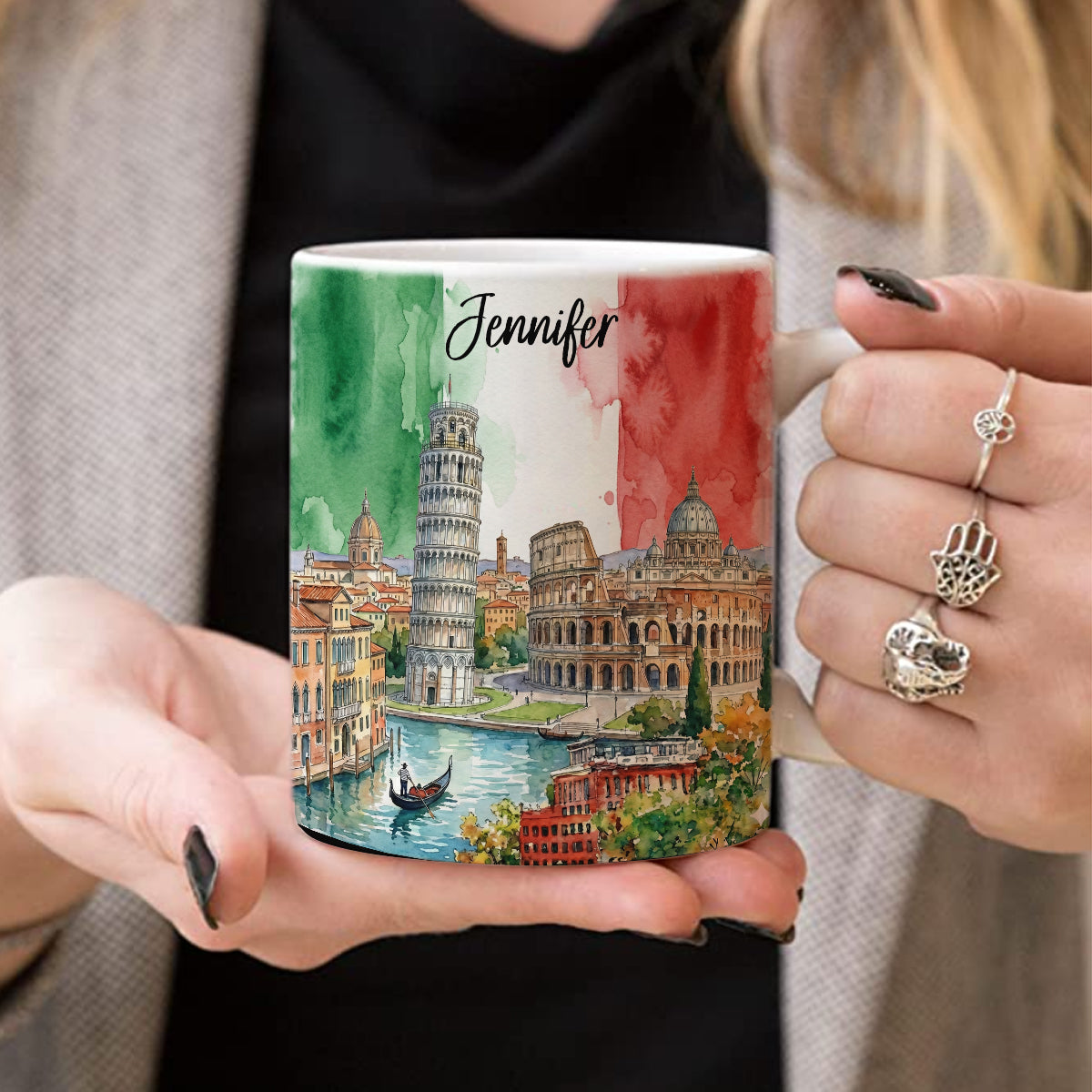 Custom Italy Coffee Mug Cup With Water Color