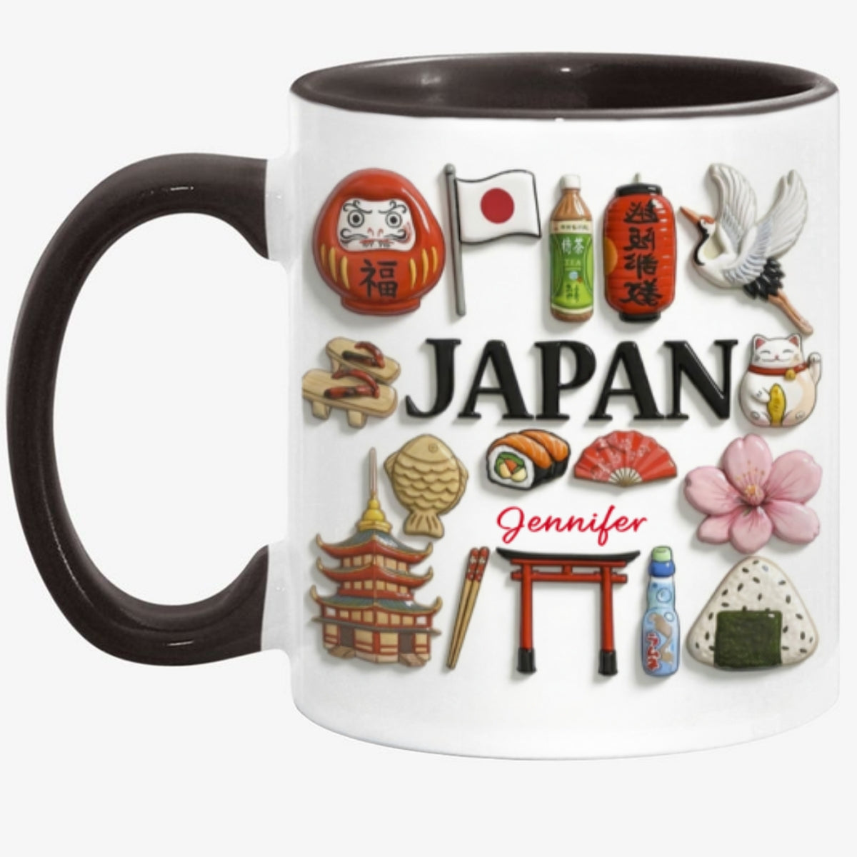 Custom Japan Accent Mug With Many Japan Symbols