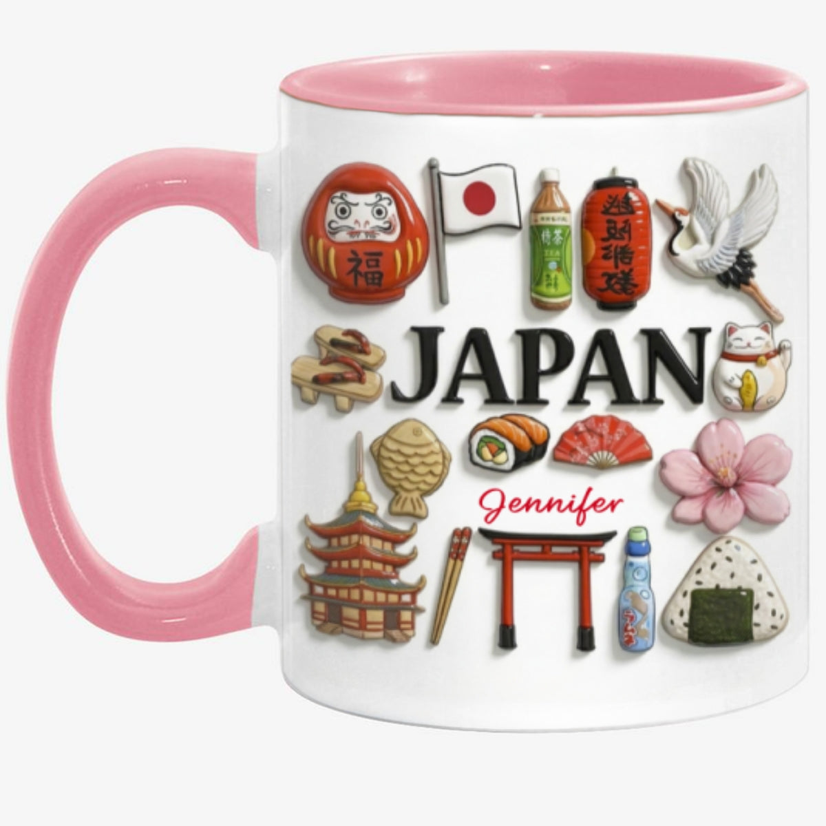 Custom Japan Accent Mug With Many Japan Symbols