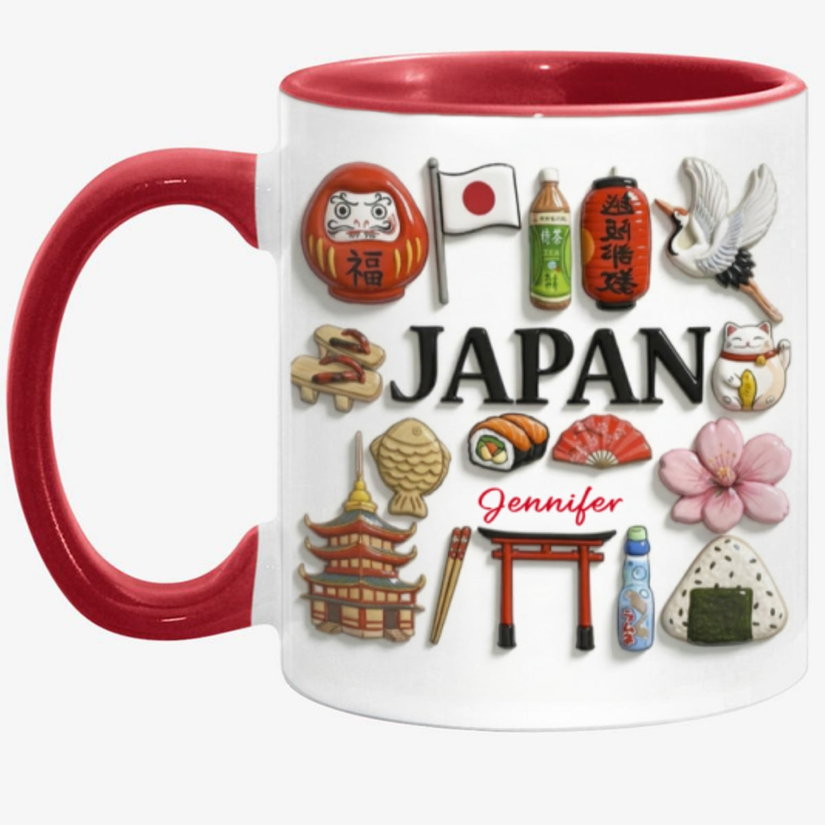 Custom Japan Accent Mug With Many Japan Symbols