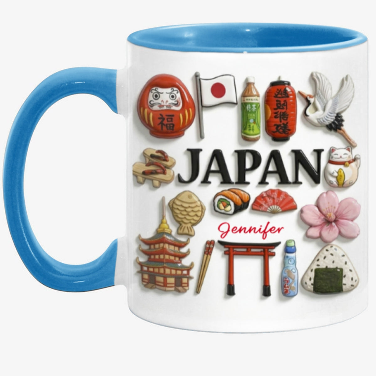 Custom Japan Accent Mug With Many Japan Symbols