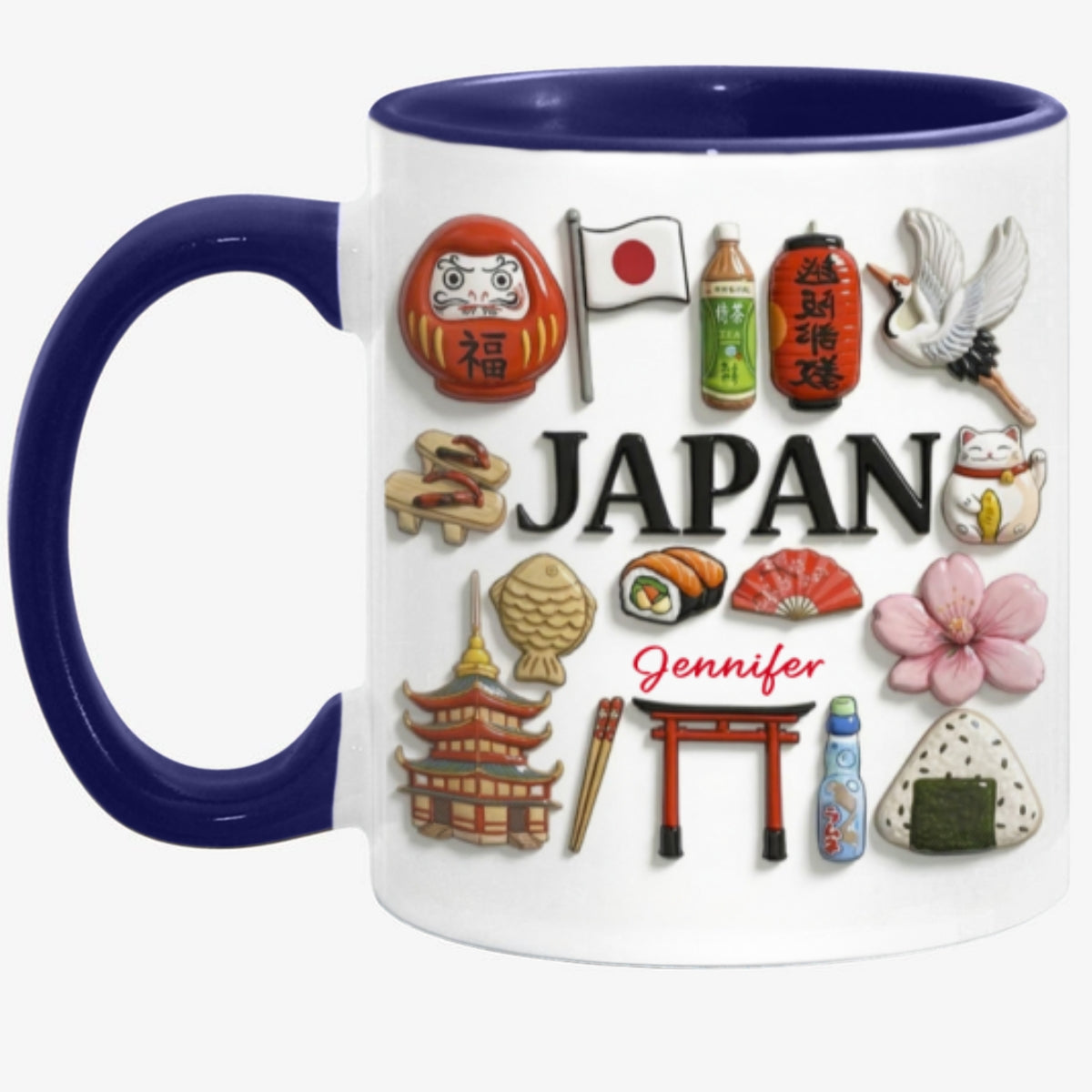 Custom Japan Accent Mug With Many Japan Symbols