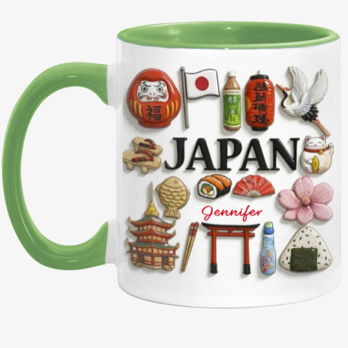 Custom Japan Accent Mug With Many Japan Symbols