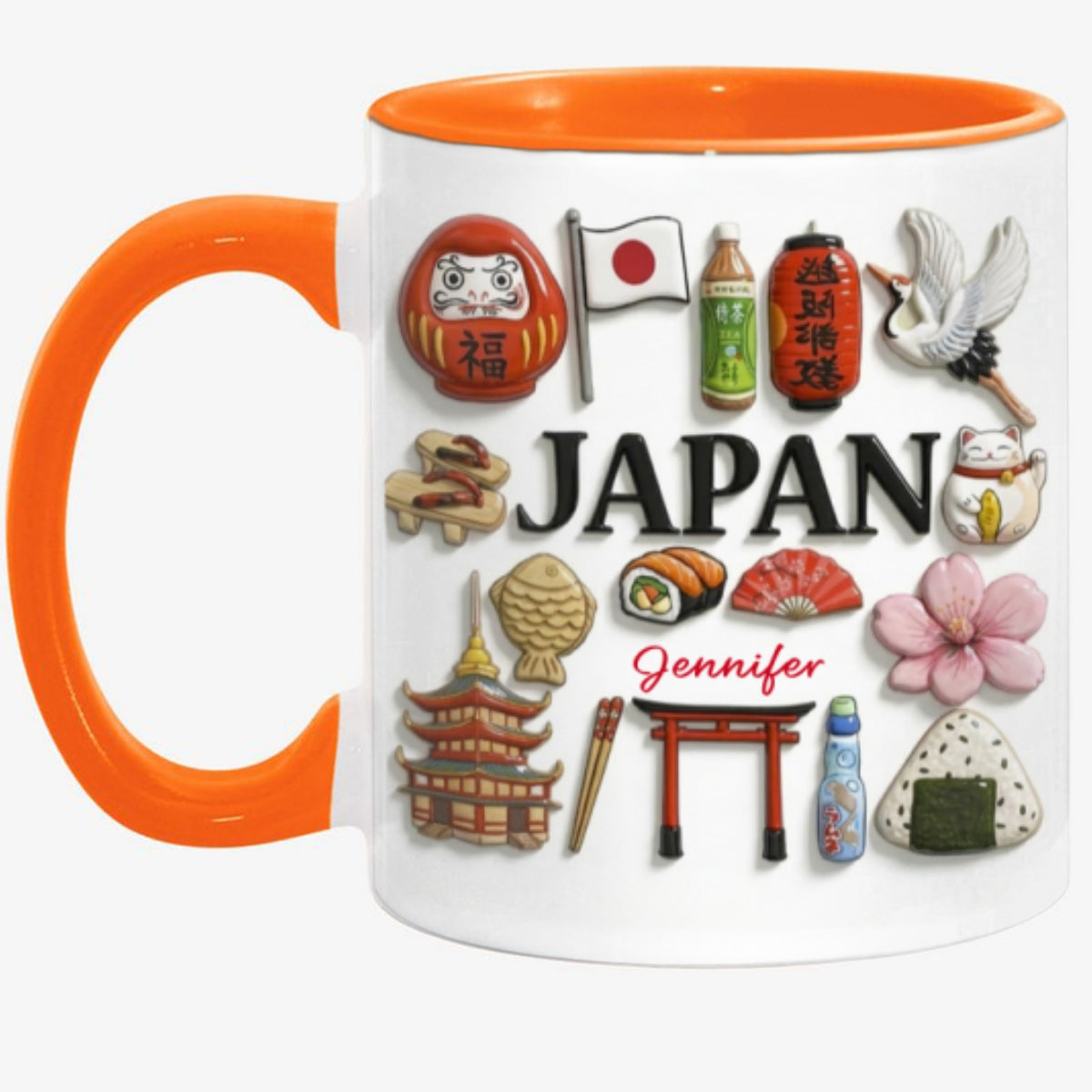 Custom Japan Accent Mug With Many Japan Symbols