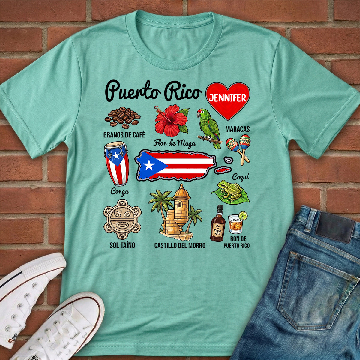 Custom Puerto Rico Boricua T-shirt With Symbols