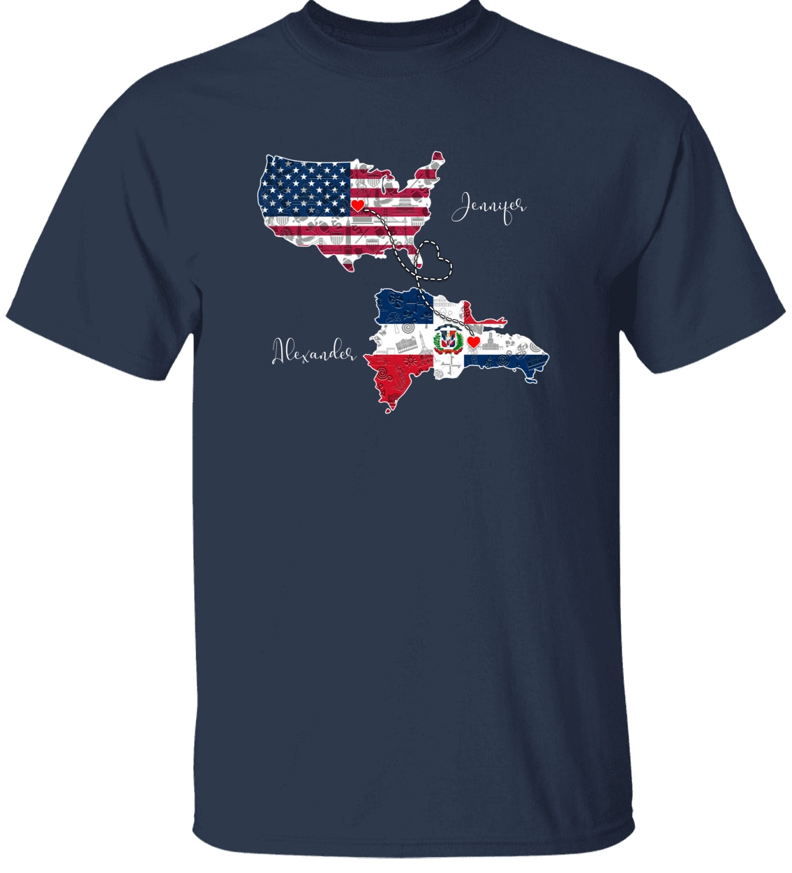 Custom Dominican American Map T-shirt With Name