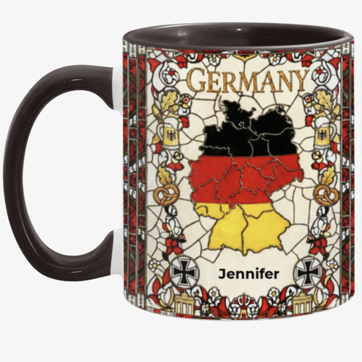 Custom Germany Accent Mug With Flower Patterns