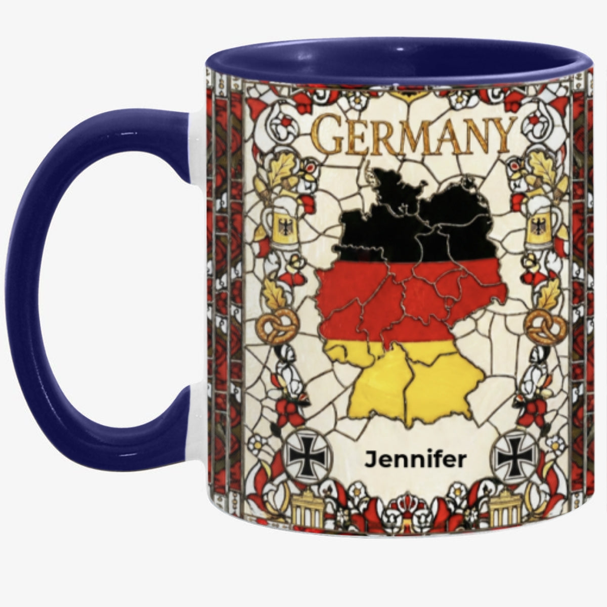 Custom Germany Accent Mug With Flower Patterns
