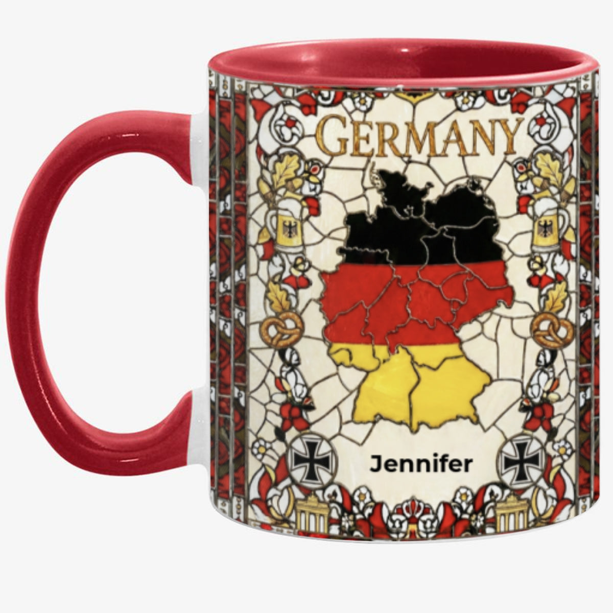 Custom Germany Accent Mug With Flower Patterns